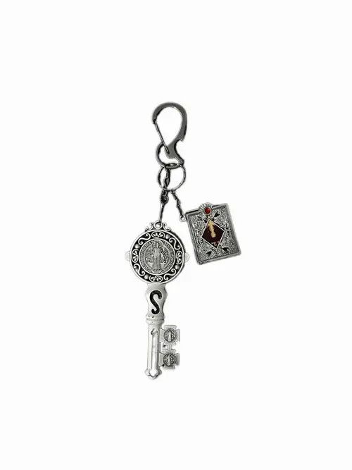 VIBE Vintage Inspired Keyring - Ornate Key & Medallion Charm Size ONE SIZE - 8 Thumbnail