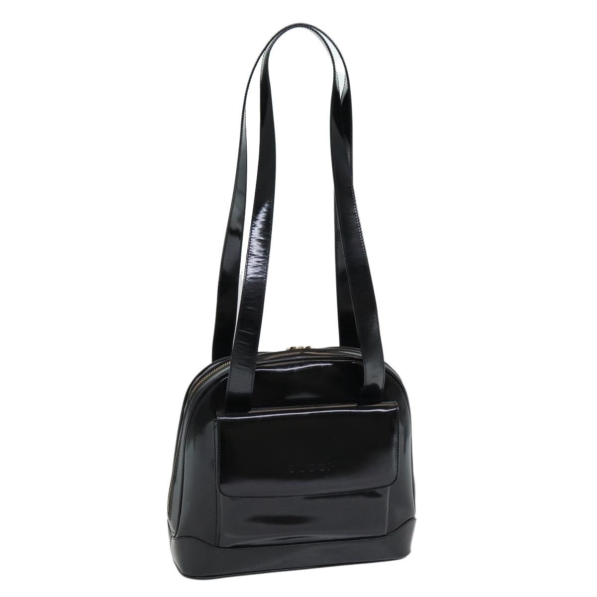 Gucci Bamboo Shoulder Bag Patent Leather Black, Women's