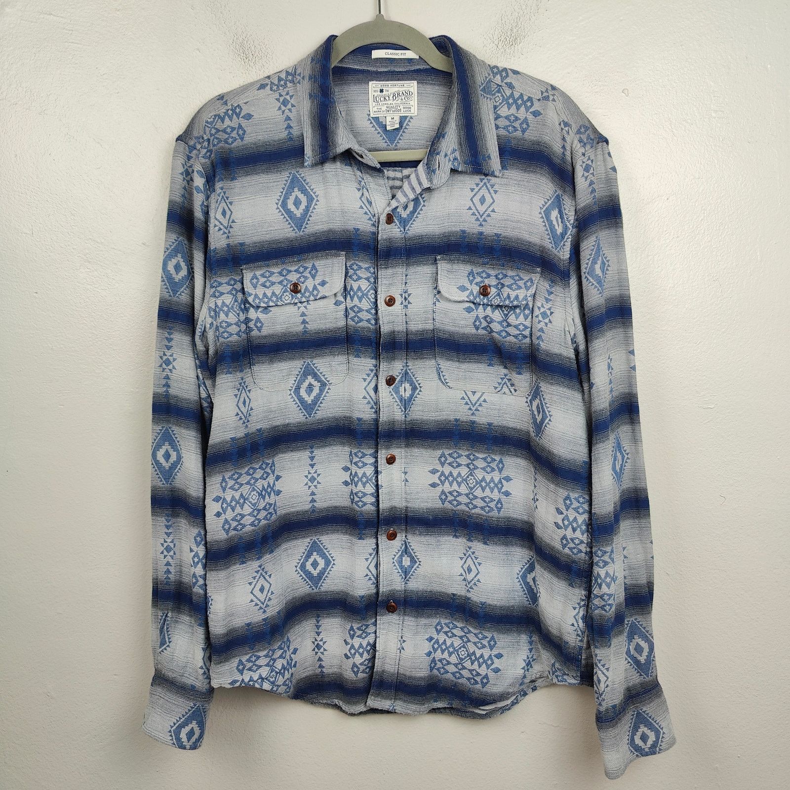 Lucky Brand Lucky Brand Flannel Shirt Mens Medium Blue Southwestern Size US M / EU 48-50 / 2 - 1 Thumbnail