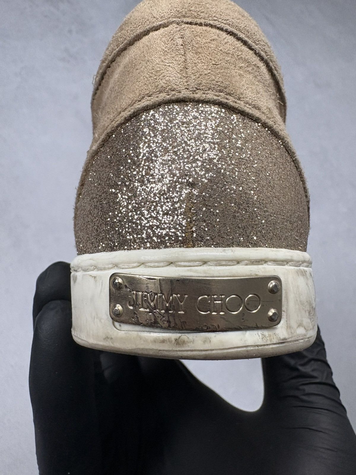 Jimmy Choo Jimmy Choo London Brown Glitter Suede Low Top Sneakers 38 Size US 8 / IT 38 - 12 Thumbnail