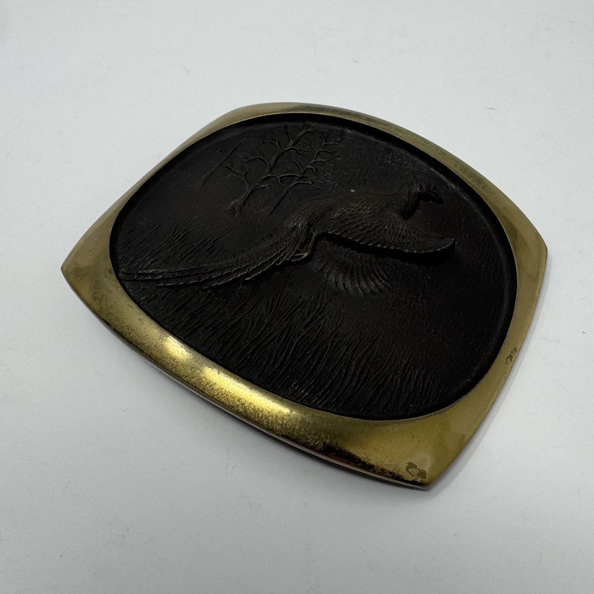 Vintage 1978 Steven L Knight Sculpture Pheasant Bronze Belt Buckle Size ONE SIZE - 1 Thumbnail