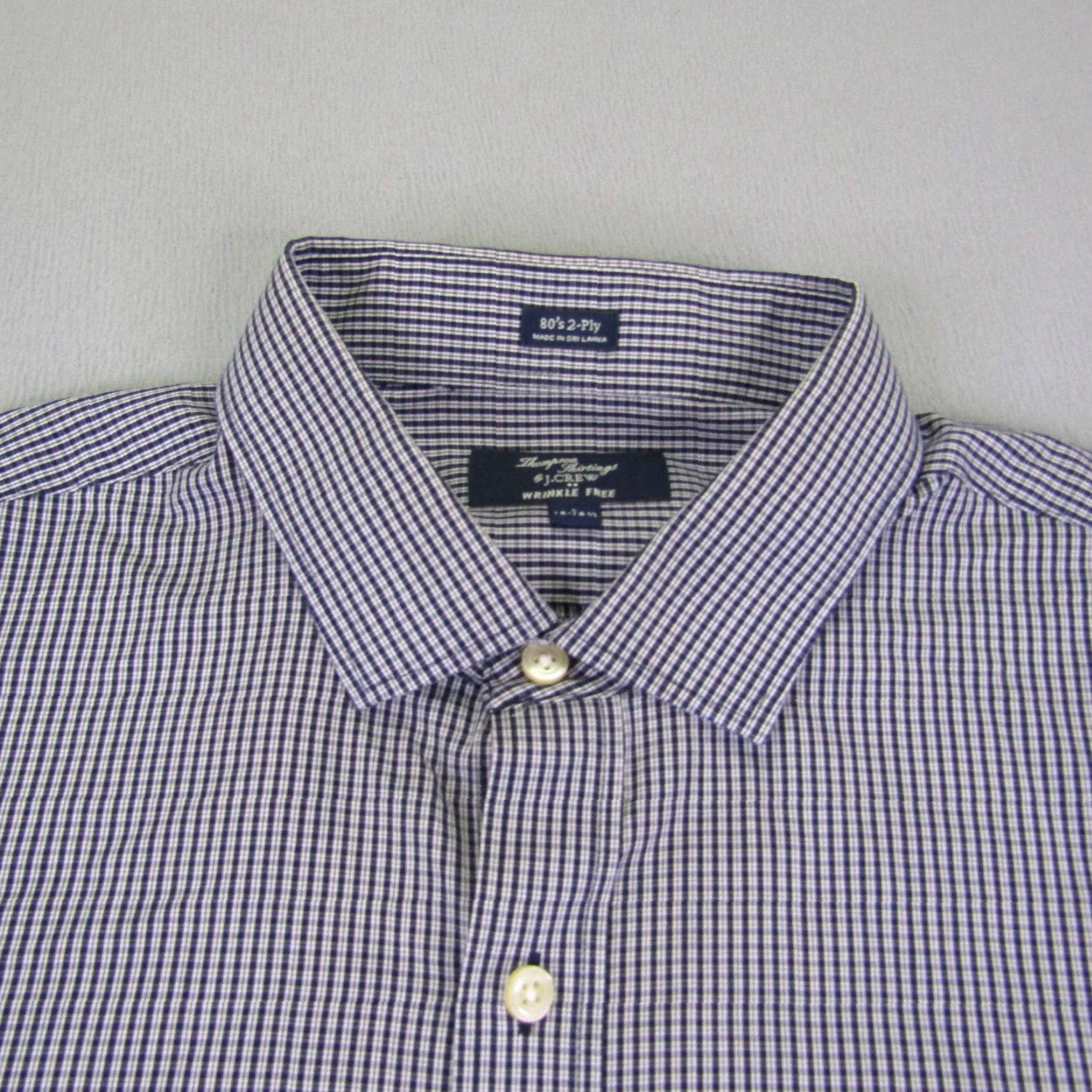 J.Crew J.CREW Button-Up Shirt Mens Large Blue Plaid 80s Wrinkle Free Casual Cotton Button Front Pocketed Size US L / EU 52-54 / 3 - 2 Thumbnail