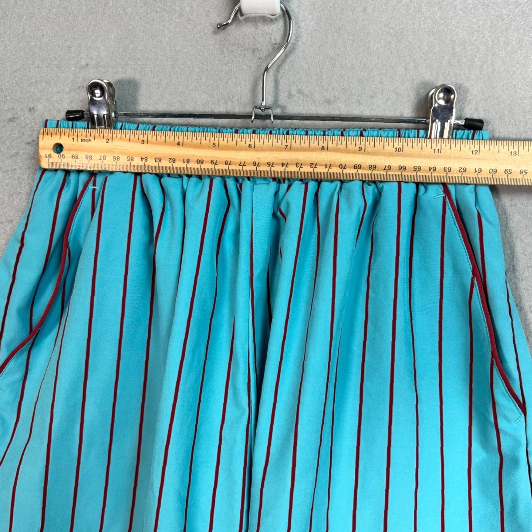Vintage VINTAGE AKTR Mens Blue & Burgundy Striped Athletic Shorts Size Small Japan Size US 29 - 7 Thumbnail
