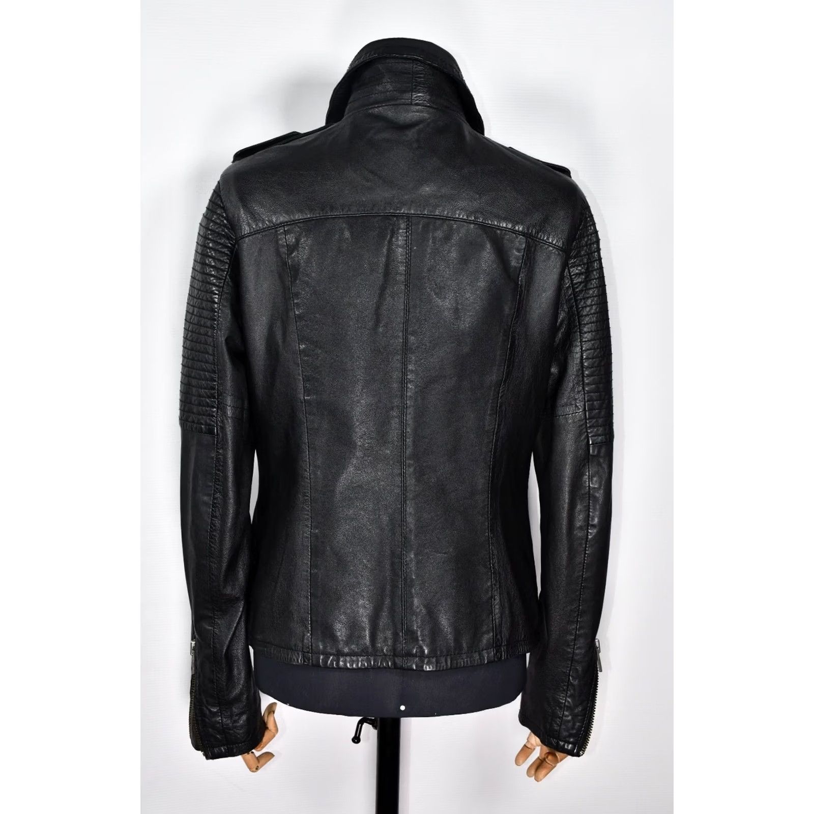 Superdry Superdry Leather Biker Jacket Women's L Black - 100% Genuine 51 cm Chest, Very Good Condition, Zip Closure, Casual Size L / US 10 / IT 46 - 4 Thumbnail
