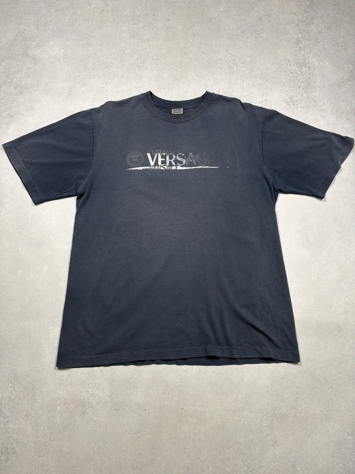 Versace Vintage Burnt Versace Jeans Couture Distressed Logo T-Shirt Size US XL / EU 56 / 4 - 1 Thumbnail