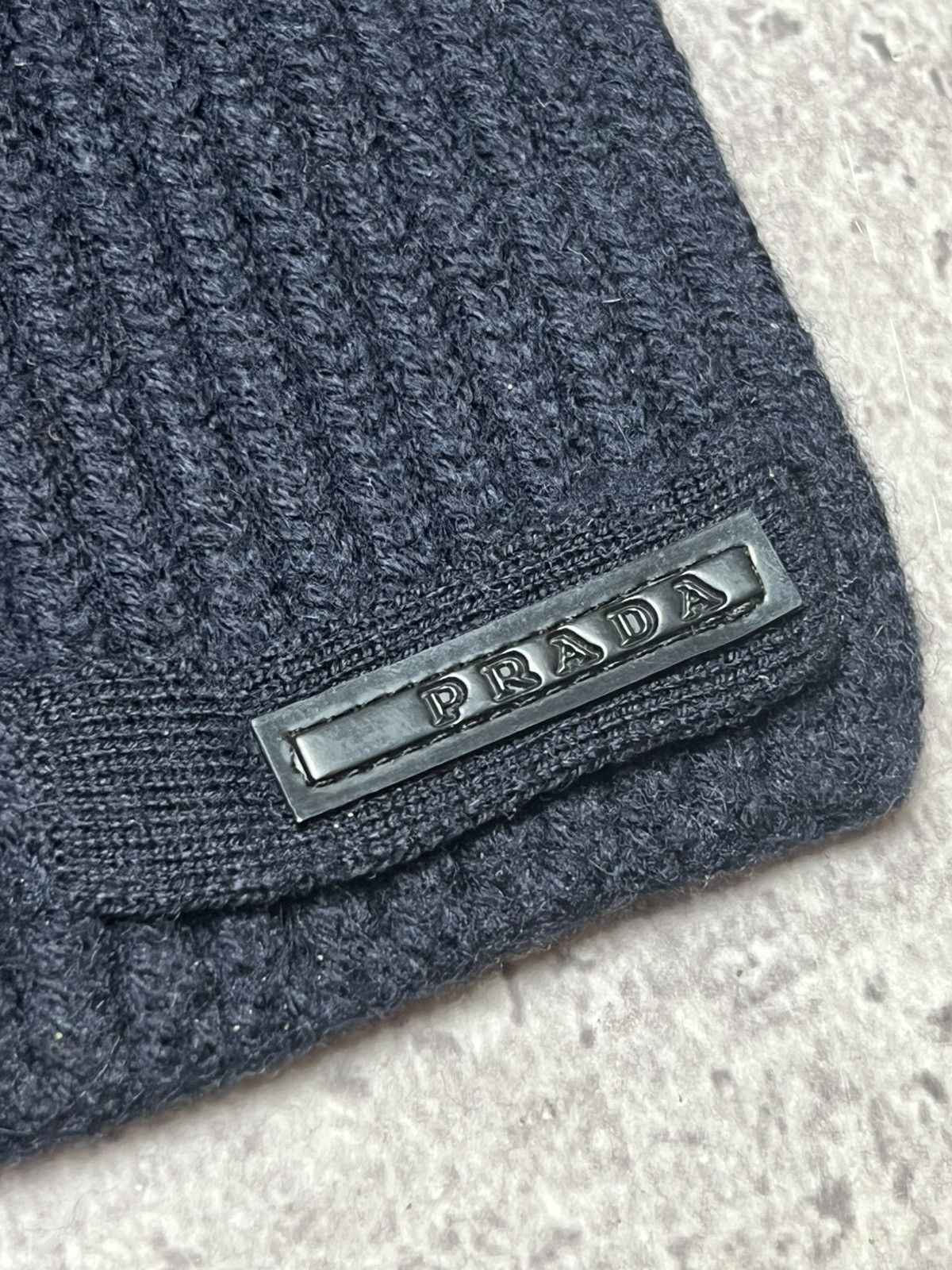 Prada Prada Anthracite Scarf Knitted Black Black Tab Vintage Size ONE SIZE - 2 Thumbnail