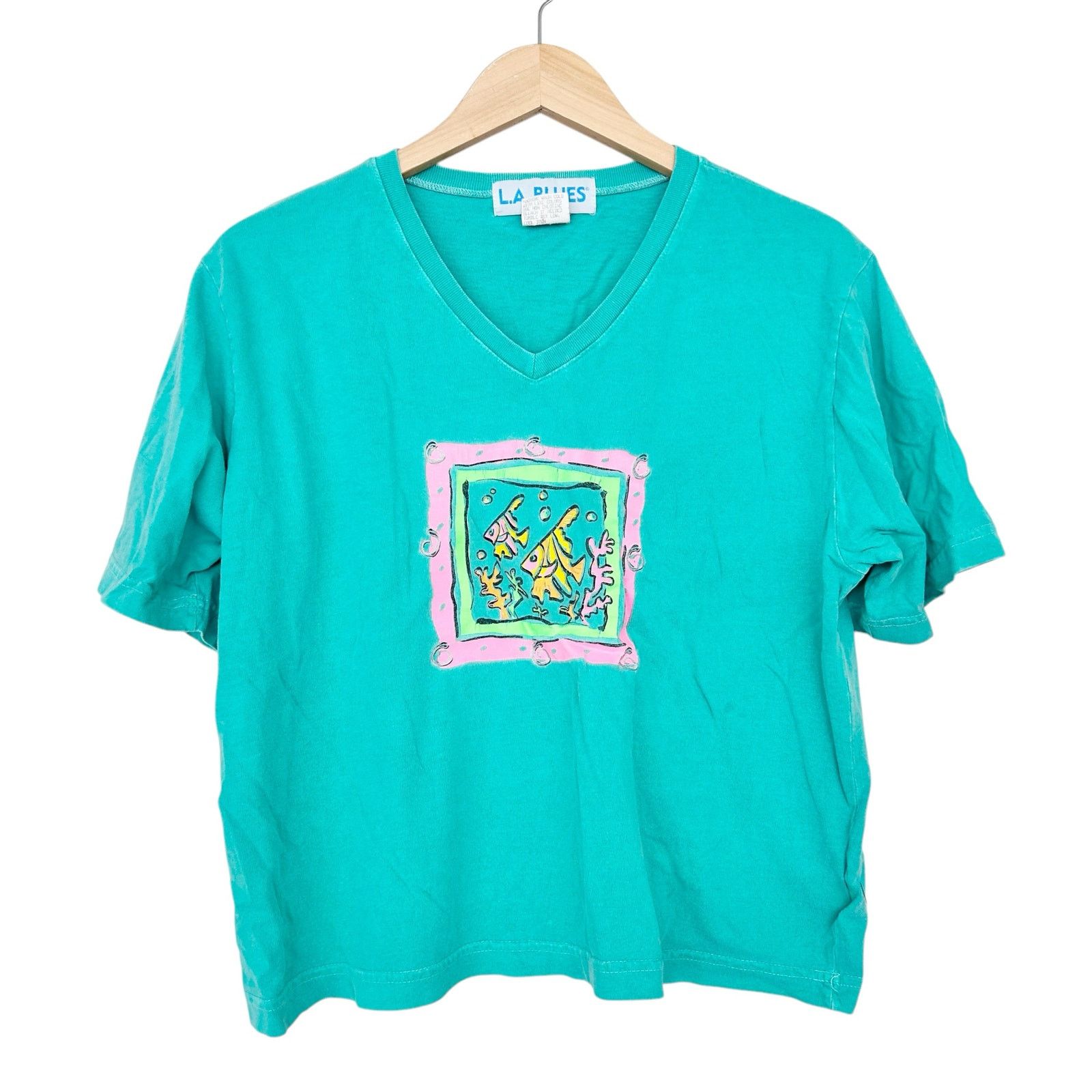 Vintage Vintage LA Blues Teal Graphic T Shirt Sz L Size L / US 10 / IT 46 - 1 Thumbnail