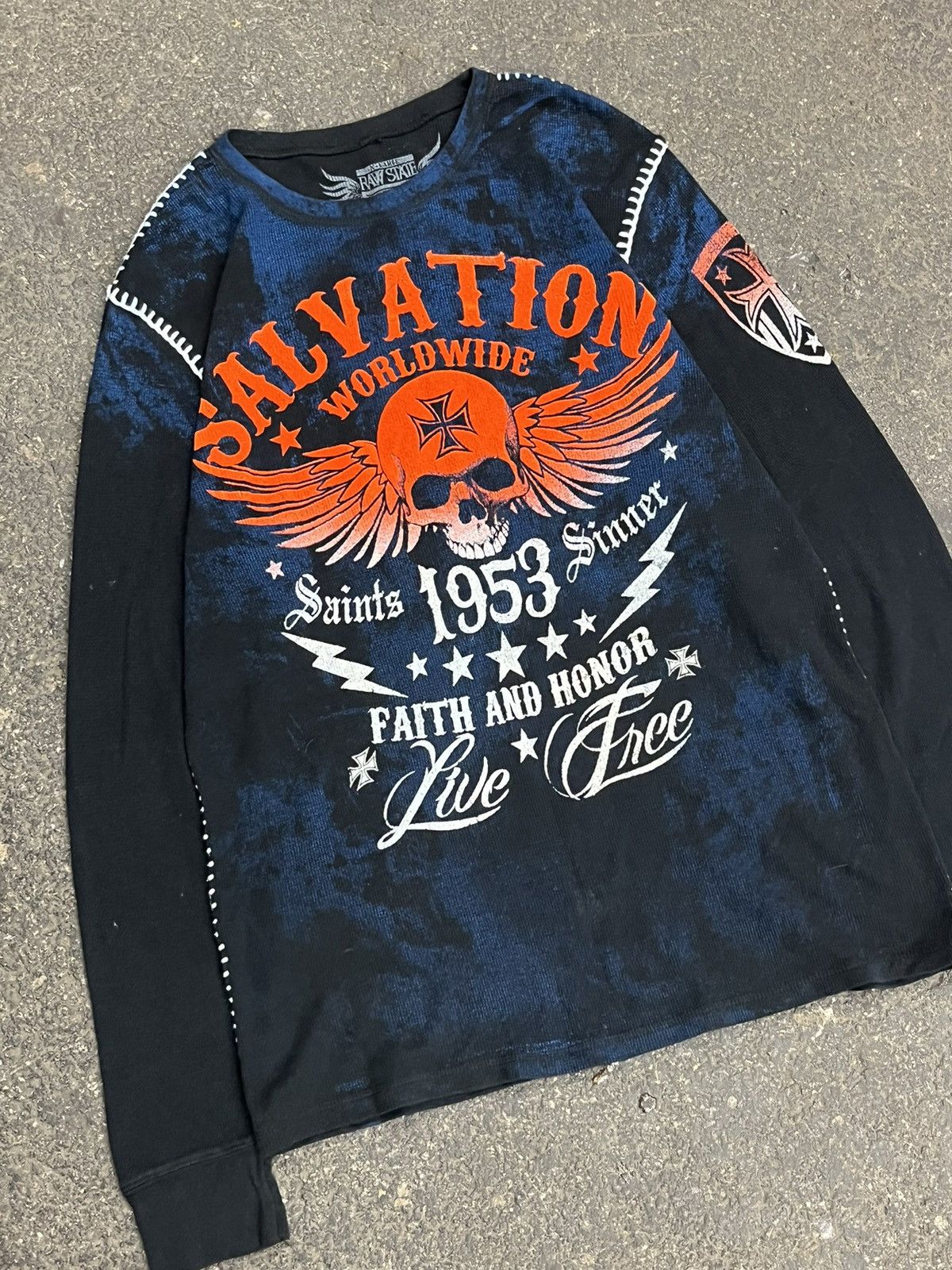 Affliction × Vintage Affliction style y2k grunge thermal skull streetwear hype Size US XL / EU 56 / 4 - 3 Thumbnail