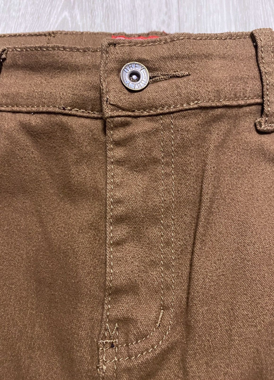 Obey × Shepard Fairey Obey Propaganda Brown Stretch Cotton Casual Trousers Pants Size US 32 / EU 48 - 8 Thumbnail