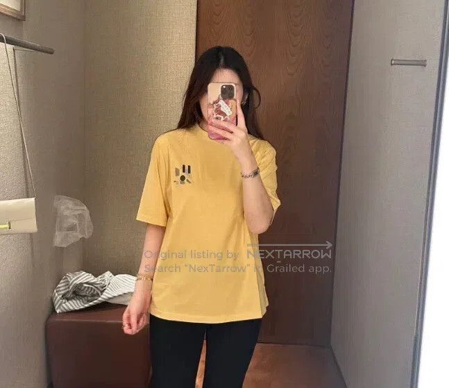 Hermes Hermes Yellow Geometric Patch Cotton Round Collar Short Sl Size L / US 10 / IT 46 - 7 Thumbnail