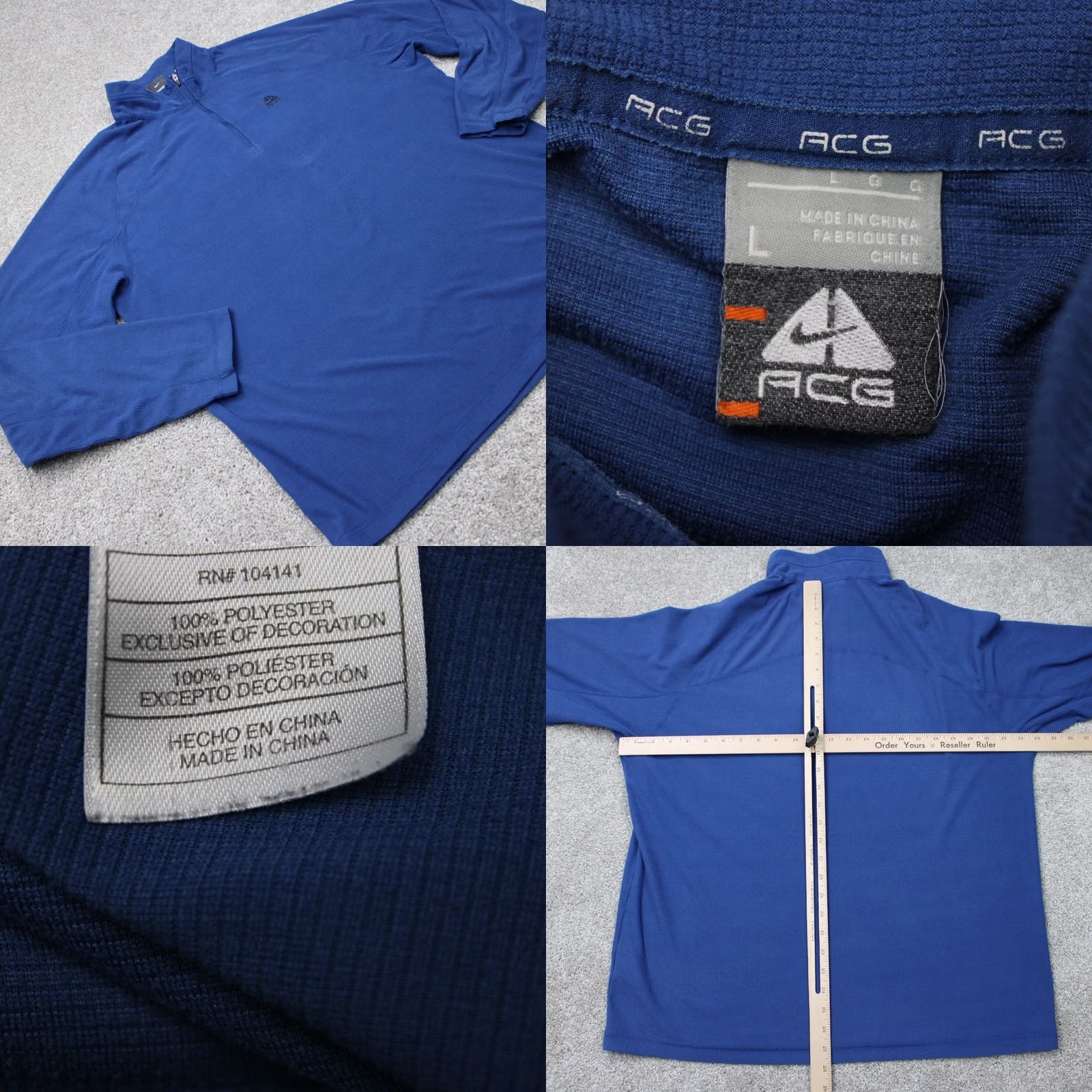 Nike ACG Nike ACG Sweatshirt Mens Large Blue 1/4 Zip Pullover Polyester L/S Fleece Knit Size US L / EU 52-54 / 3 - 8 Thumbnail