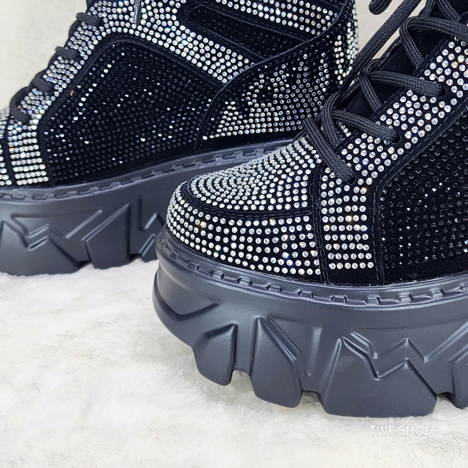 Anthony Wang Berry Silver & Black Rhinestone Platform Hidden