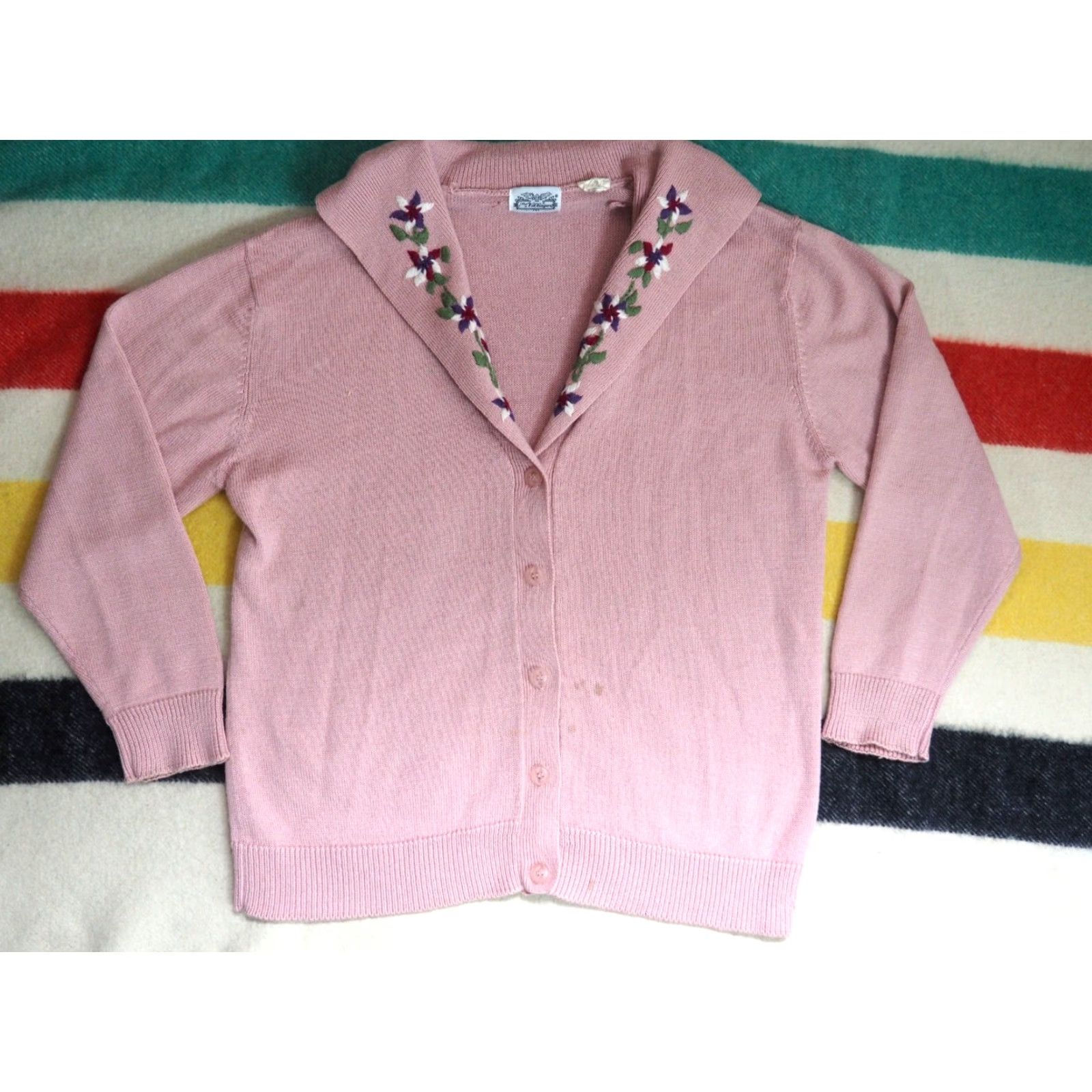Vintage Vtg Villagers Wool Blend Mauve Pink Grandma Floral Button Sweater L Size L / US 10 / IT 46 - 2 Thumbnail