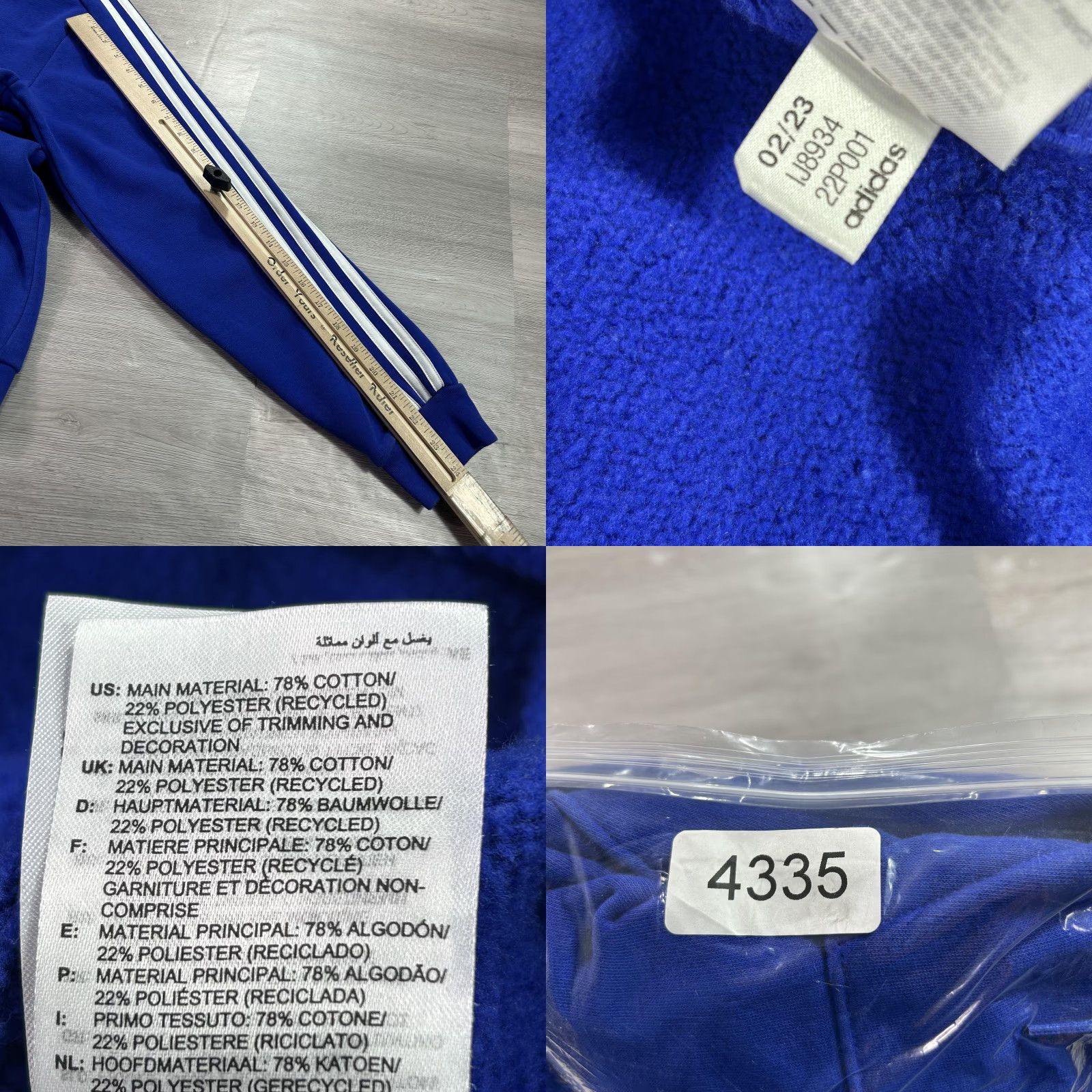 Adidas Adidas Hoodie Mens Large Blue Three Stripe Fleece Pullover Sweatshirt IJ8934 Size US L / EU 52-54 / 3 - 8 Thumbnail