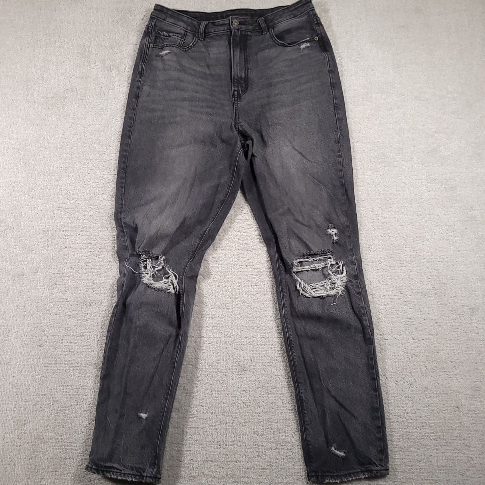 American Eagle Outfitters VINTAGE American Eagle Outfitters Mom Jeans Women 12 Tall Black Stretch High Distressed Jeans Mens Womens Girls Size 34" / US 12 / IT 48 - 2 Thumbnail