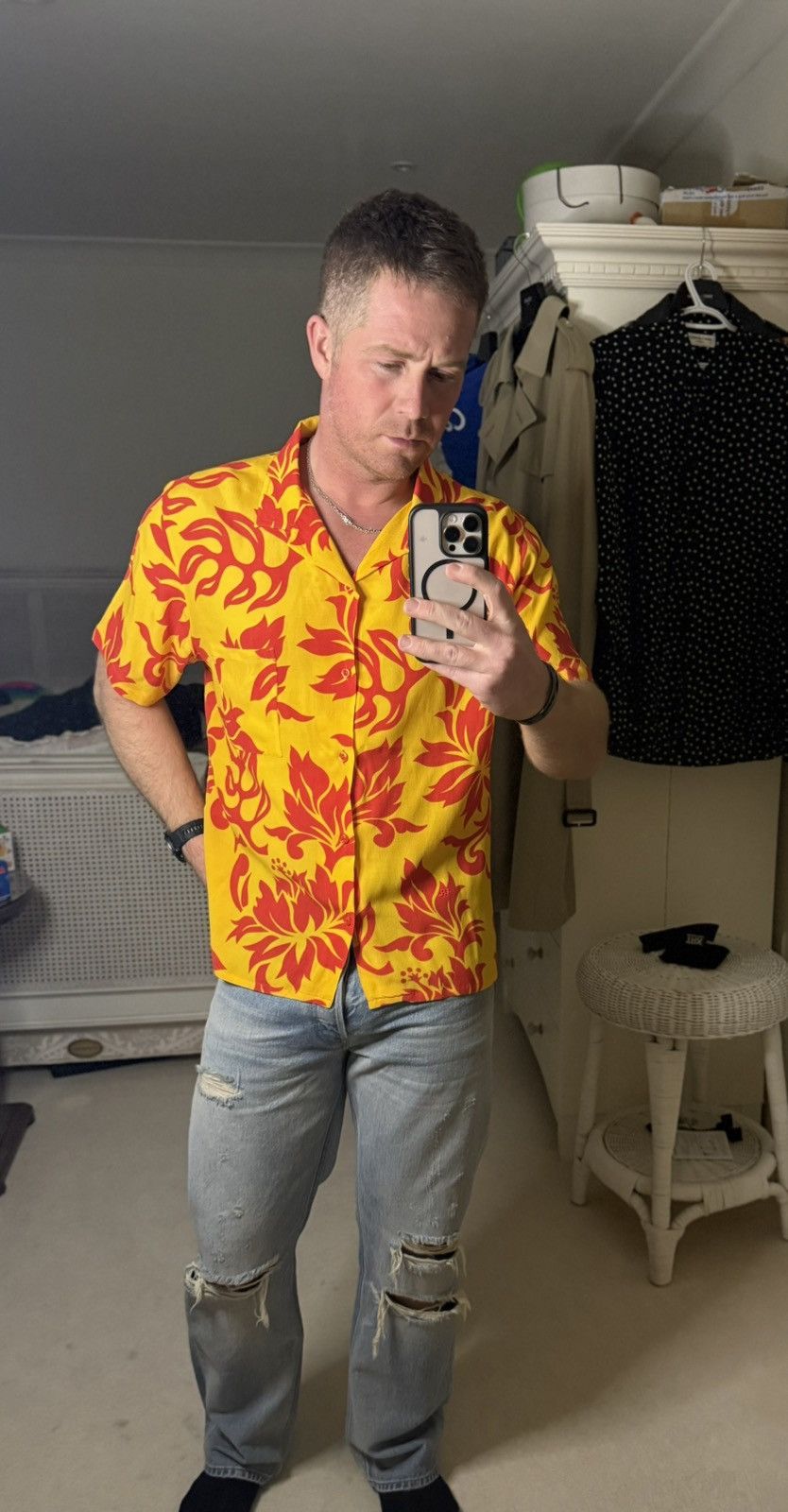ERL SS23 $415 ERL Hawaiian ss floral tropical shirt M orange red Size US L / EU 52-54 / 3 - 3 Thumbnail
