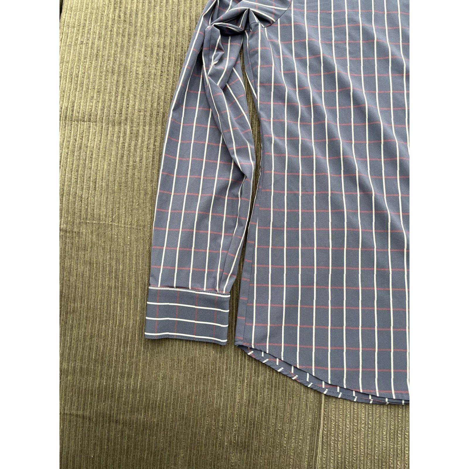 Mizzen+Main Mizzen & Main Shirt Men Trim Fit Large Purple White Striped Polyester Button-Up Shirt - Multicolor, Long Sleeve, Collared, Regular Size L, Mens Size US L / EU 52-54 / 3 - 7 Thumbnail