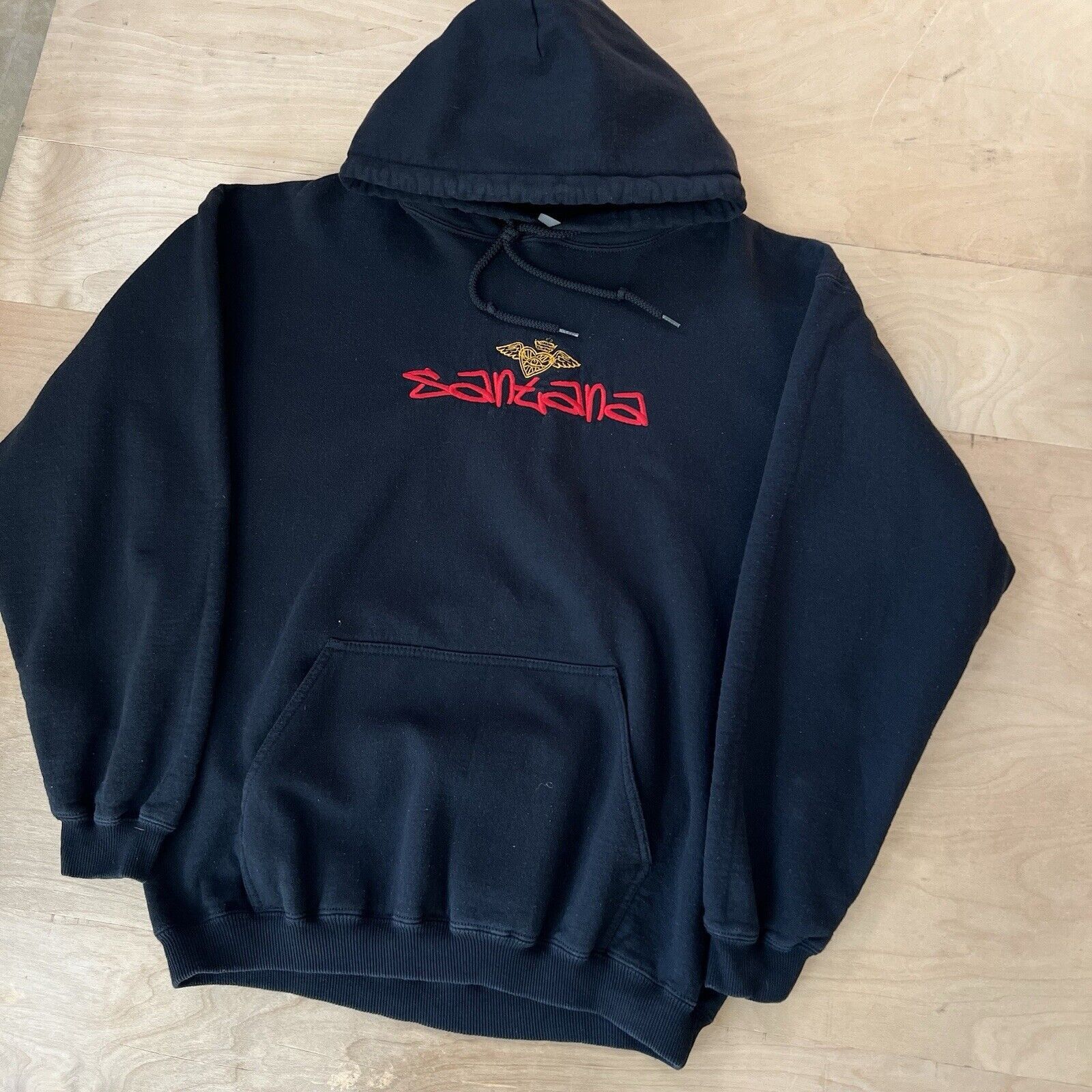 Band Tees × Vintage Vintage Carlos Santana Hoodie Large Black Hooded Pullover Size US L / EU 52-54 / 3 - 8 Thumbnail
