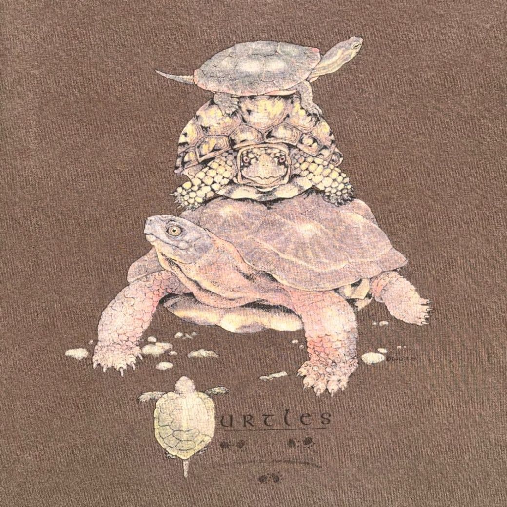 Gildan VINTAGE Turtles Shirt Adult LARGE Brown Nature Wildlife Reptile Art Y2K Size US L / EU 52-54 / 3 - 2 Thumbnail