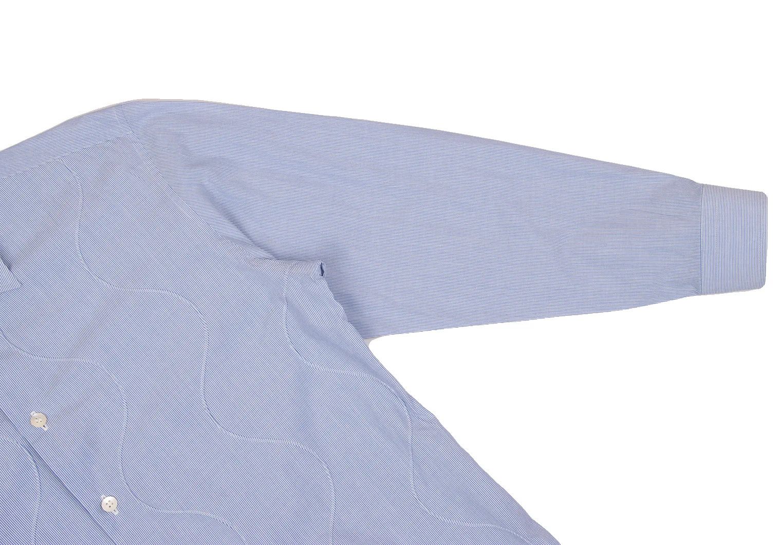 Issey Miyake Front Wave Stripe Long Sleeve Shirt in Blue and White Size US M / EU 48-50 / 2 - 6 Thumbnail