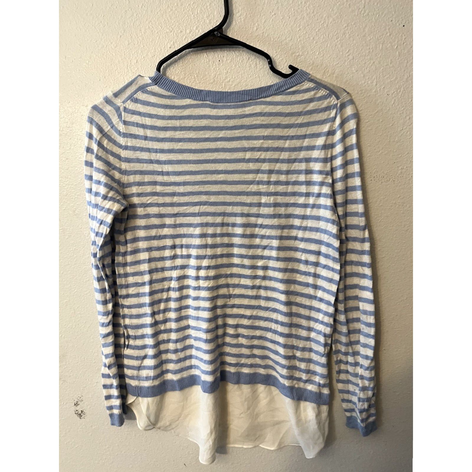 Ann Taylor VINTAGE Ann Taylor Loft Sweater Women PXS Blue Striped Knit Crew Neck Pullover Small Size XS / US 0-2 / IT 36-38 - 3 Thumbnail