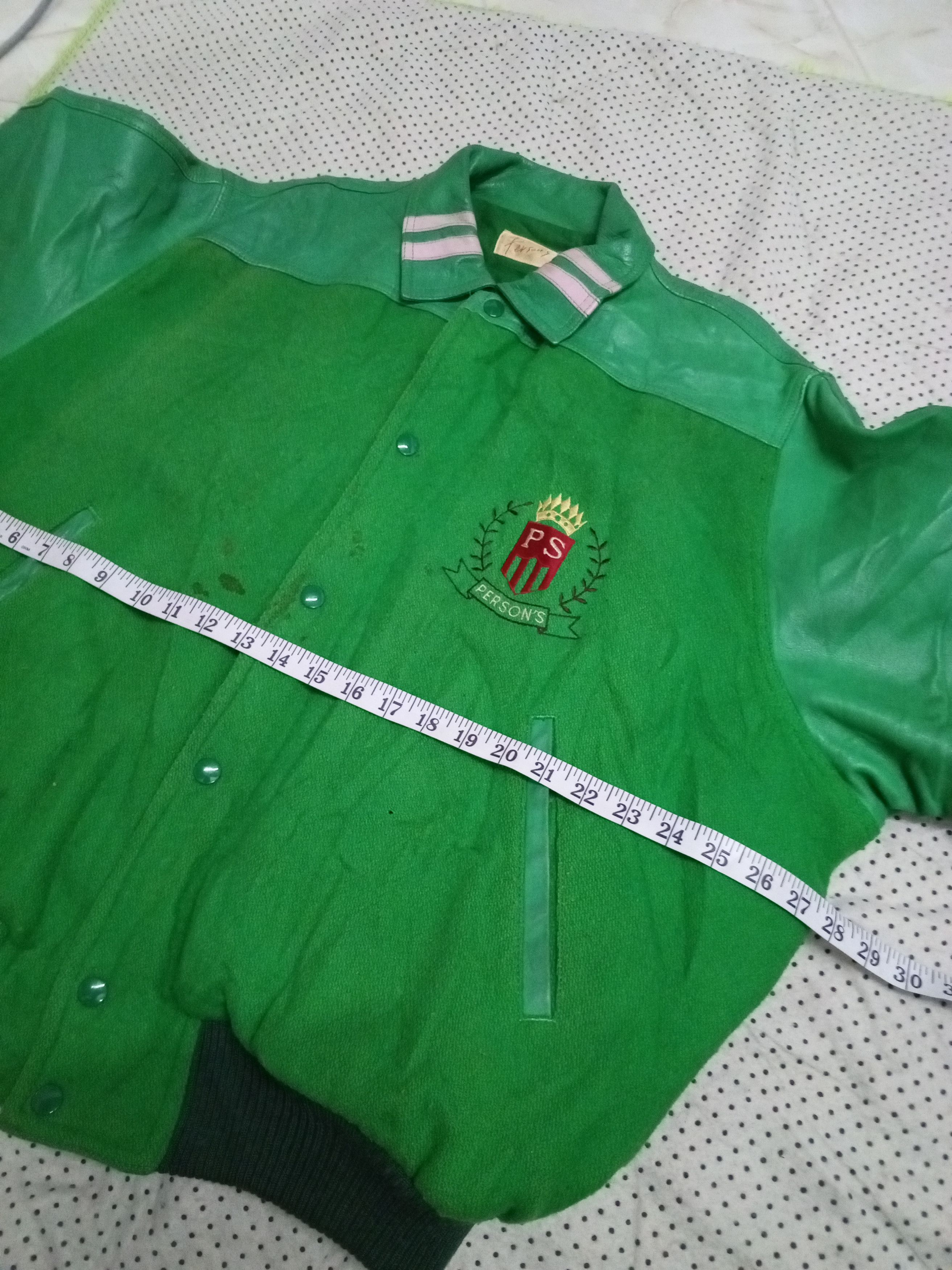 PERSON'S PERSONS Vintage Leather Sleeve Flag Spell Out Vrsity Jacket Size US XL / EU 56 / 4 - 14 Thumbnail