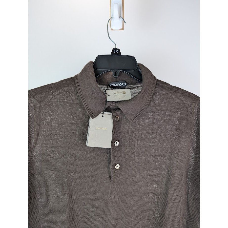 Tom Ford o1rshd1 Knitwear Polo Shirt in Ebony Size US M / EU 48-50 / 2 - 7 Thumbnail