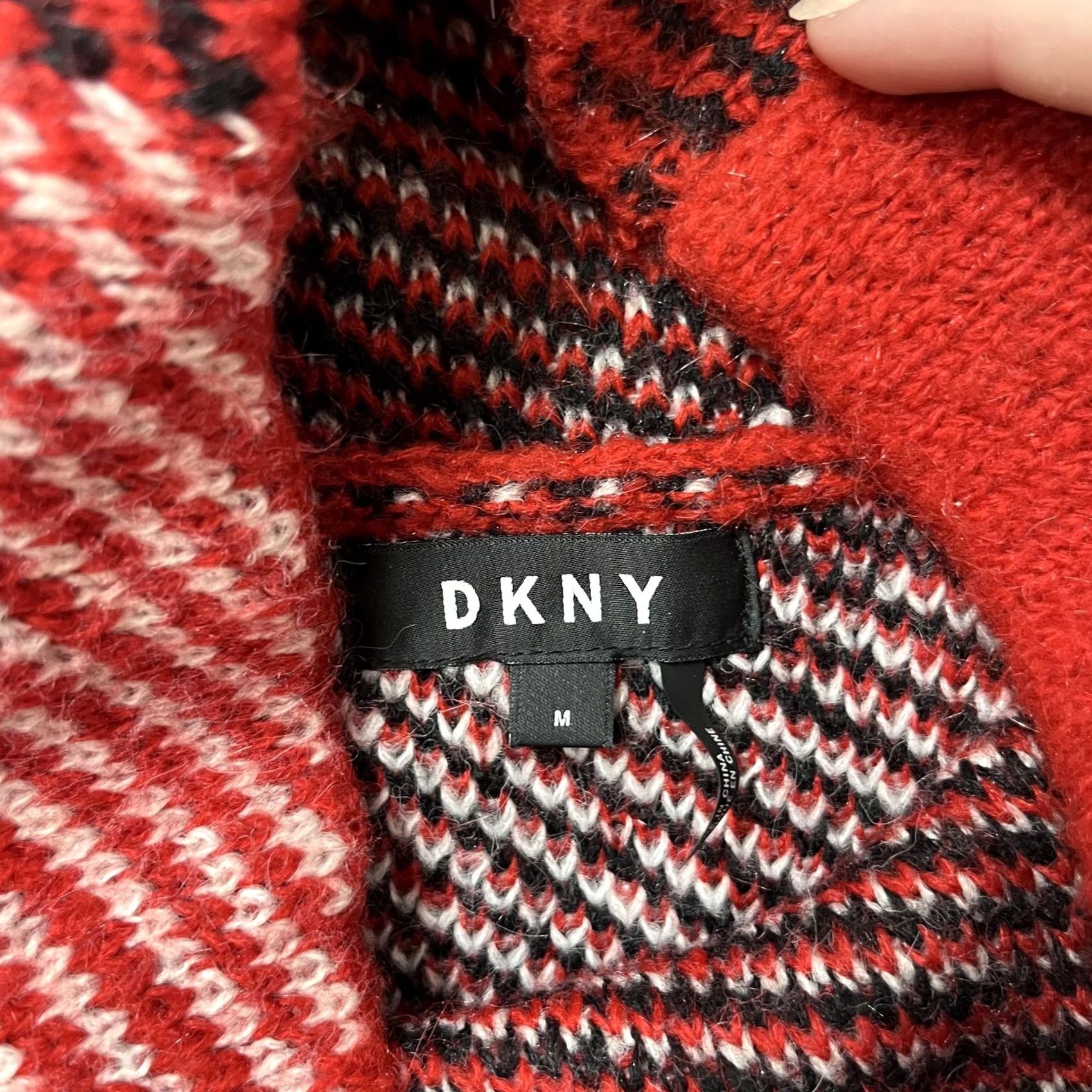 DKNY VINTAGE DKNY Sweater Womens M Red Black Buffalo Plaid Turtleneck Knit Pullover Size M / US 6-8 / IT 42-44 - 3 Thumbnail