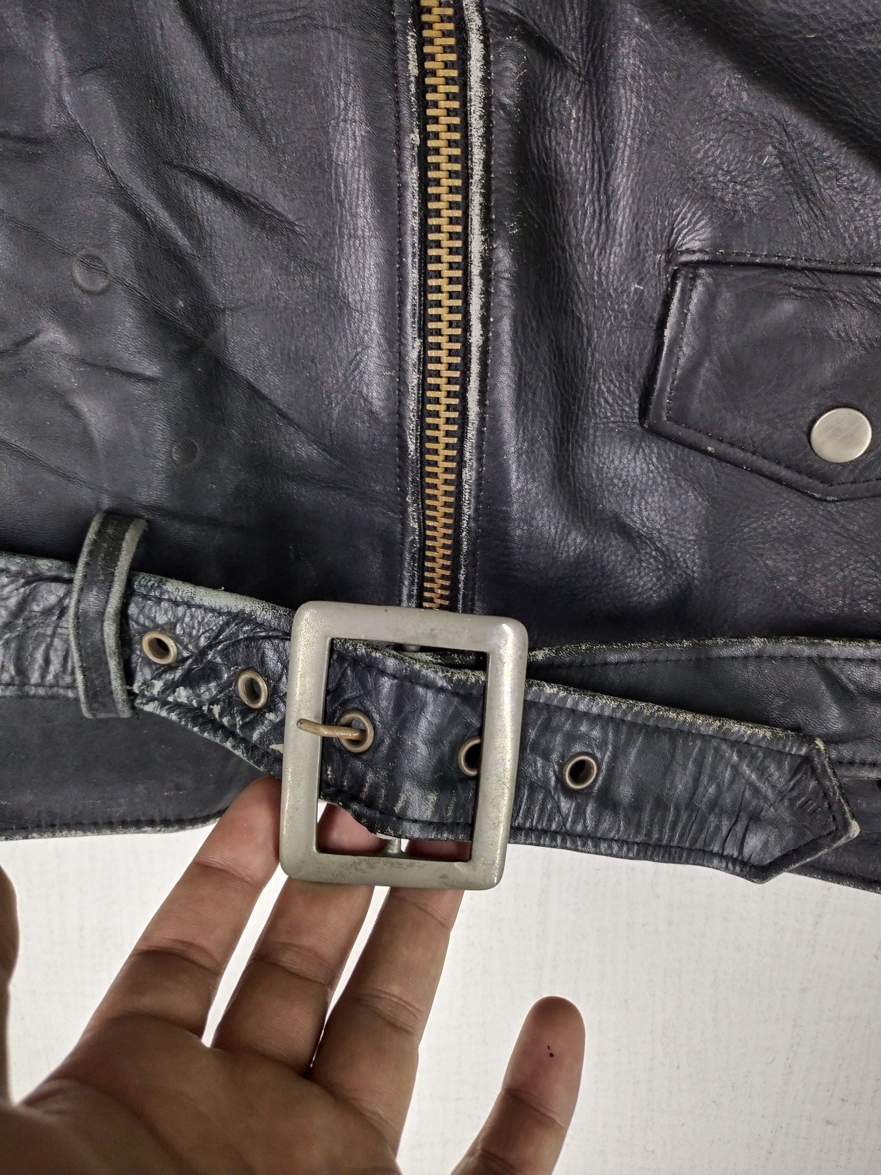 Genuine Leather Vintage Genuine Wear Double Leather Motorcycle Jacket Rare Size US M / EU 48-50 / 2 - 13 Thumbnail