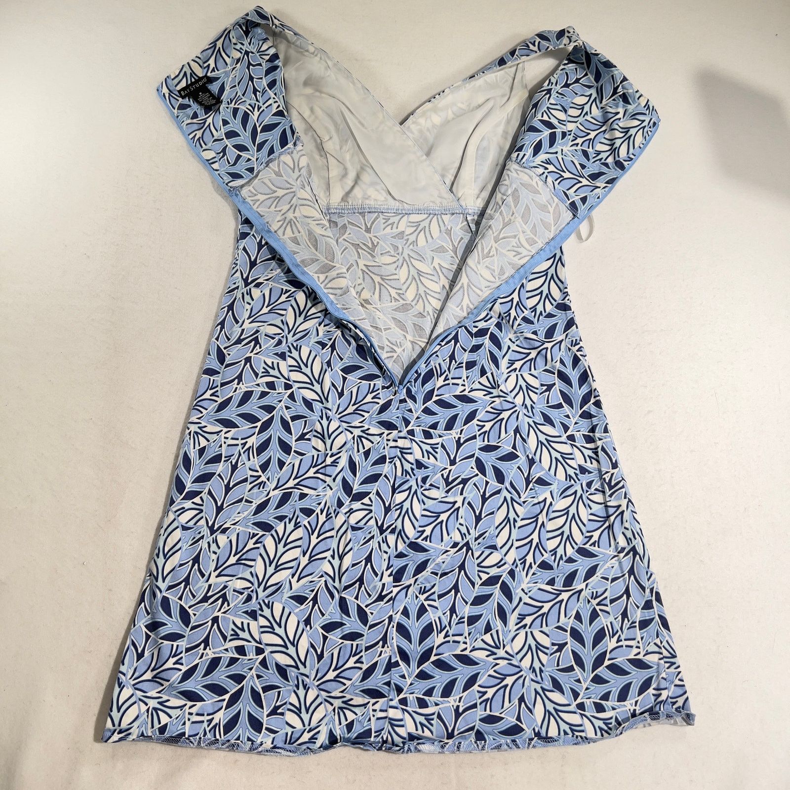 Other Bay Studio Mini Dress Sz 8 Blue White Floral Back Zip Pleat Size M / US 6-8 / IT 42-44 - 10 Thumbnail