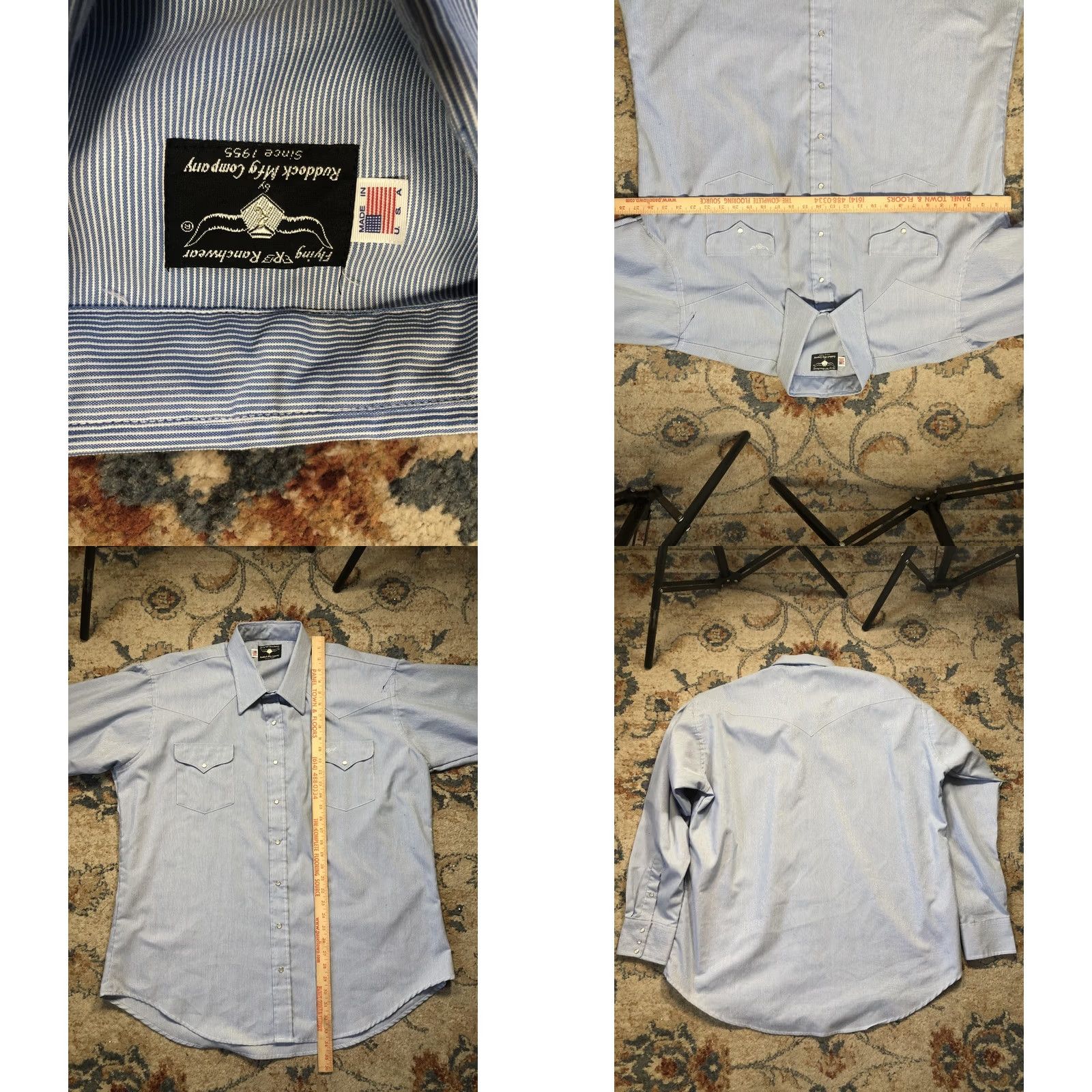 Vintage VINTAGE Flying R Ranchwear Shirt Mens 2XL Blue Western Pearl Snap Made in USA Size US XXL / EU 58 / 5 - 8 Thumbnail