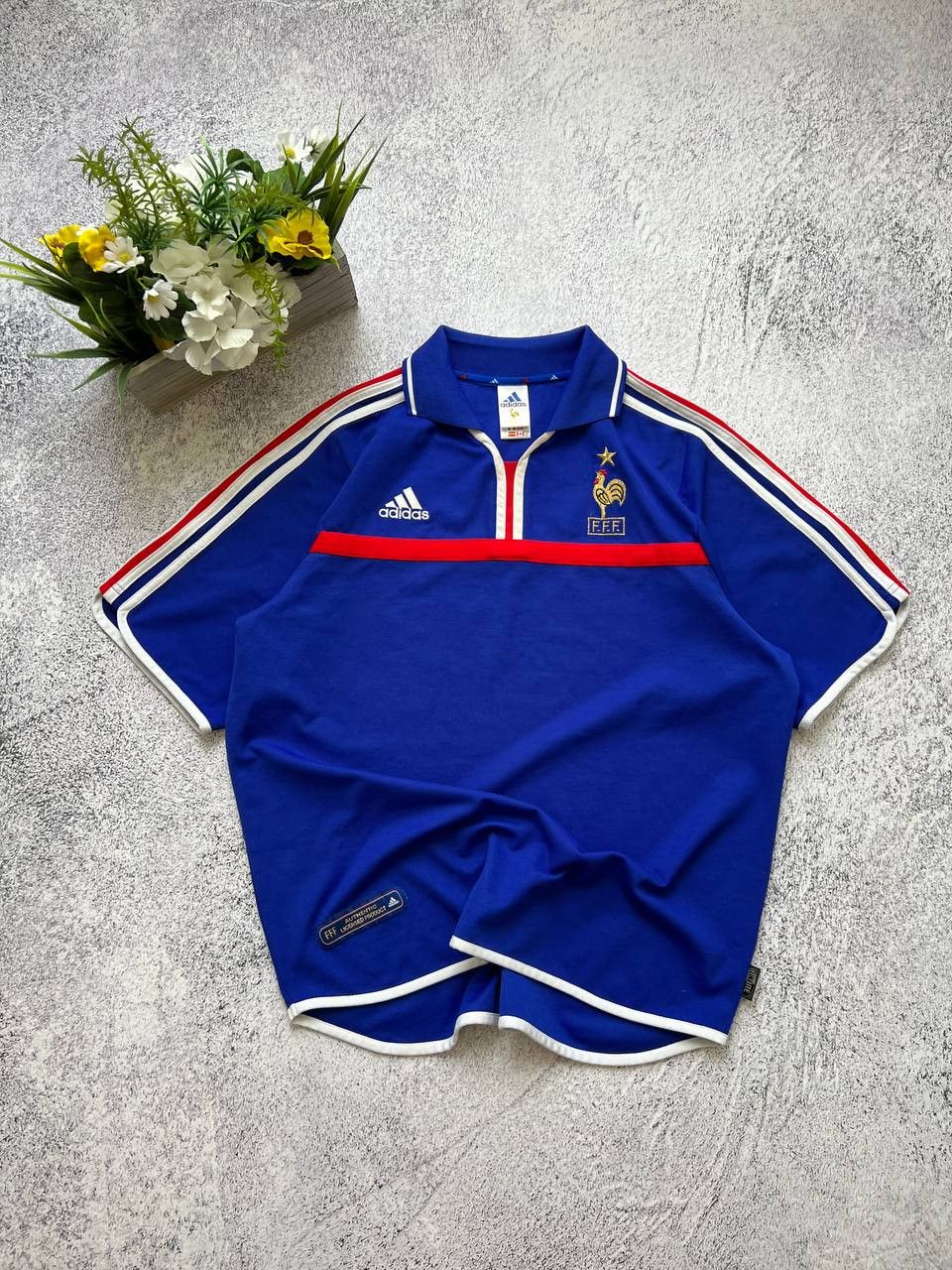 image of France Euro 1999/2000 Adidas Jersey Vintage Blokecore in Navy, Men's (Size Large)