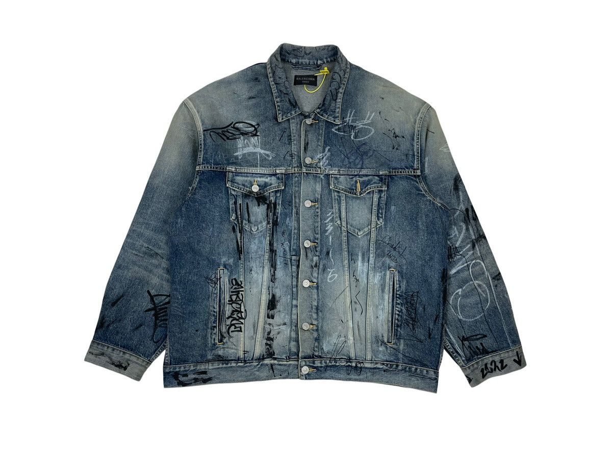 Balenciaga Balenciaga 23FW Graffiti Oversized Denim Jacket | Grailed