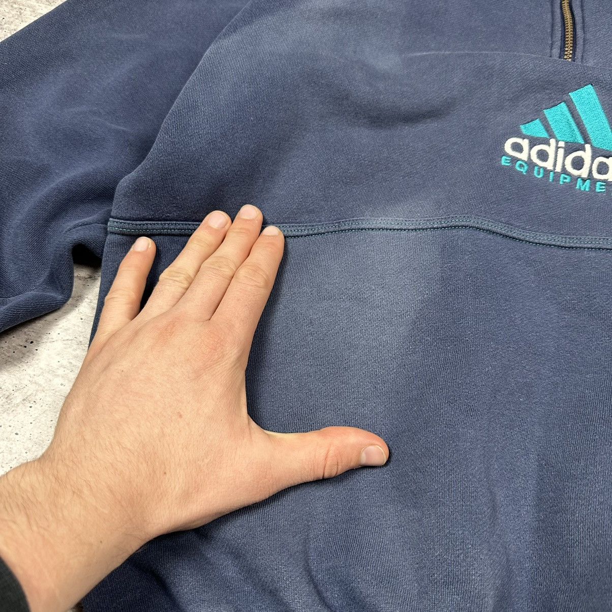 Adidas × Vintage Vintage 90s Adidas Equipment 1/4 Zip Sweatshirt Blue Size US M / EU 48-50 / 2 - 6 Thumbnail