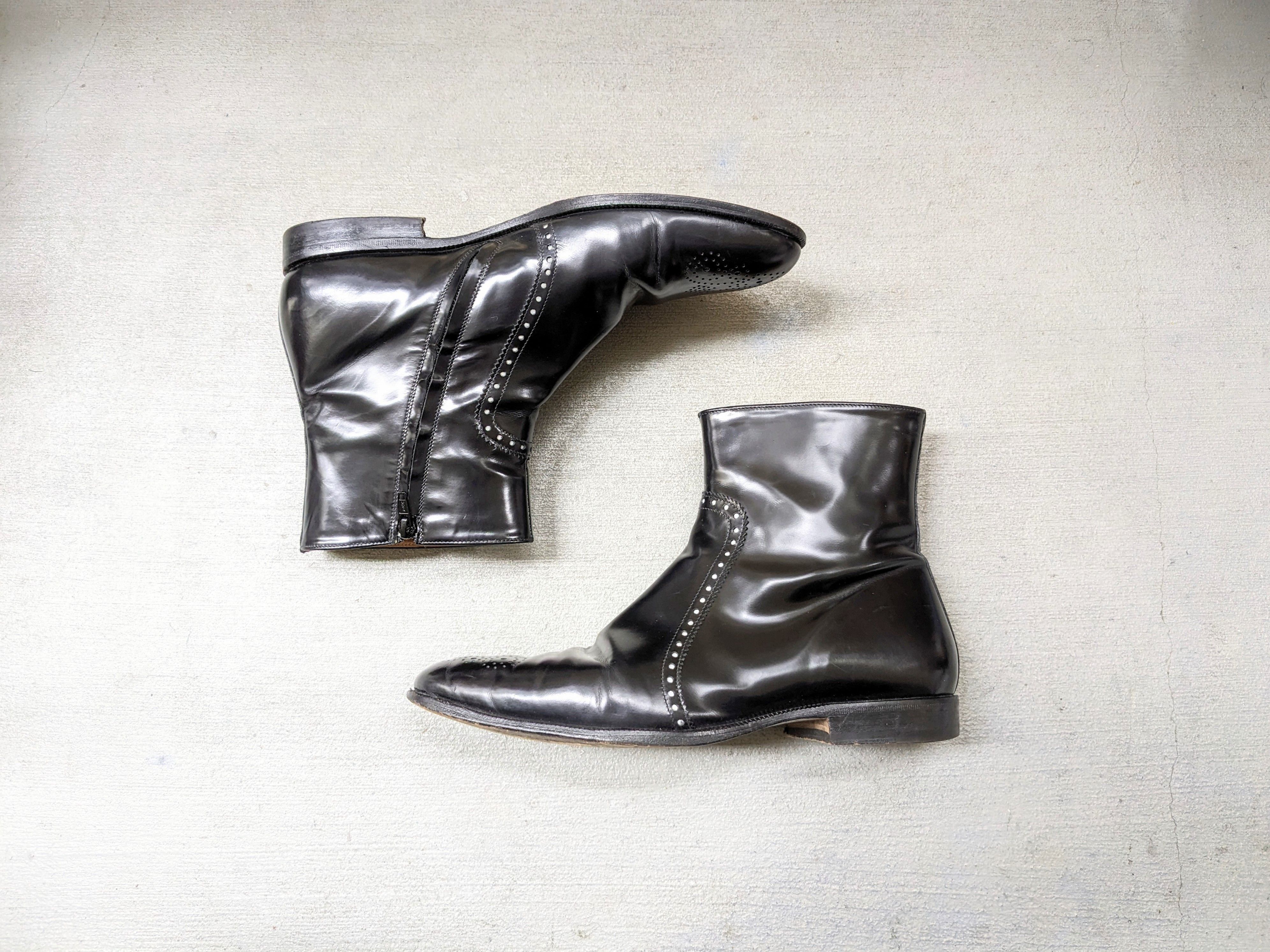 image of Maison Margiela Side Zip Boots Black 10 43 Leather Brogues, Men's