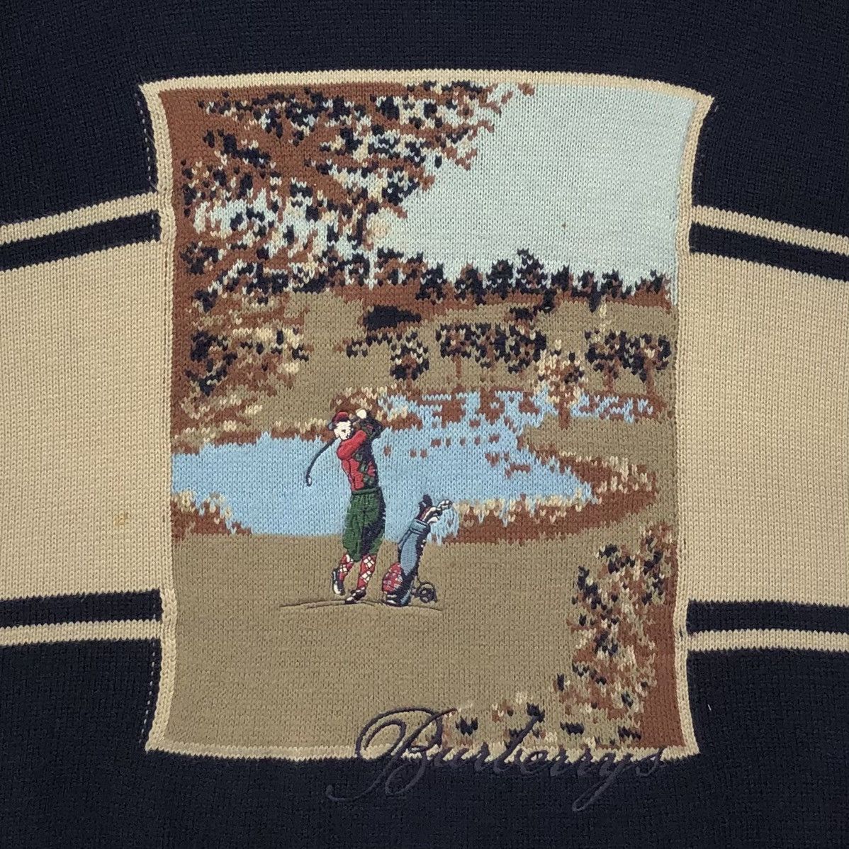 Burberry Vintage Burberrys Golf Logo Knitted Sweater Made in England Size US M / EU 48-50 / 2 - 6 Thumbnail