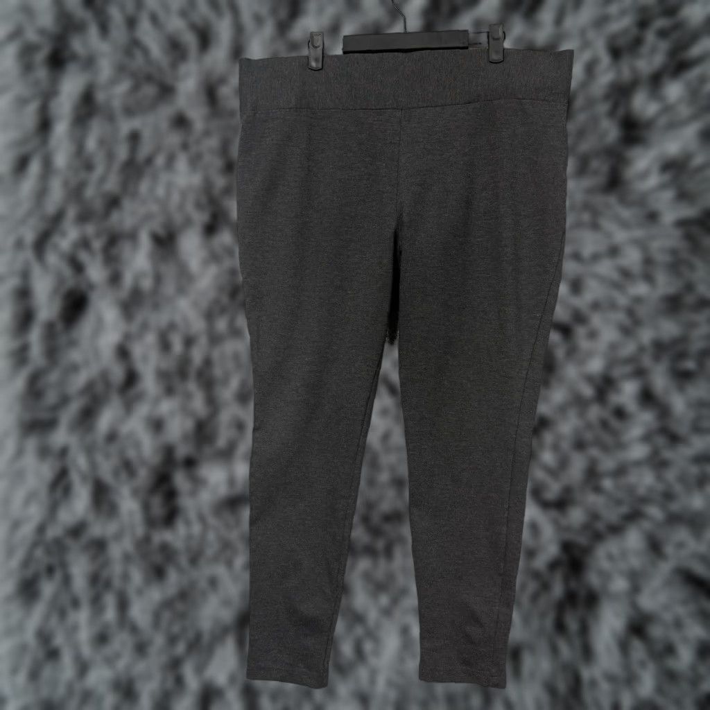 Vintage Tahari Leggings XXL Gray High Rise Knit Ankle Pull On Comfort Women Plus Size Stretch Size 40" / US 18 - 1 Thumbnail