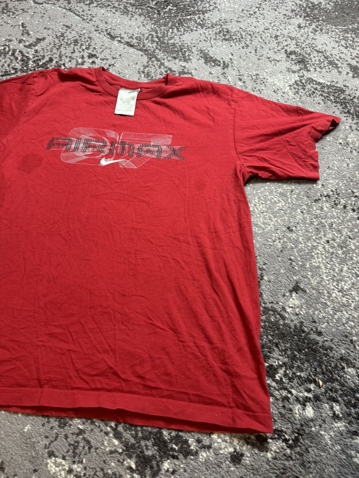 Nike × Vintage Vintage Y2K Nike 87 Air Max Swoosh logo Drill 90s T Shirt Size US L / EU 52-54 / 3 - 2 Thumbnail