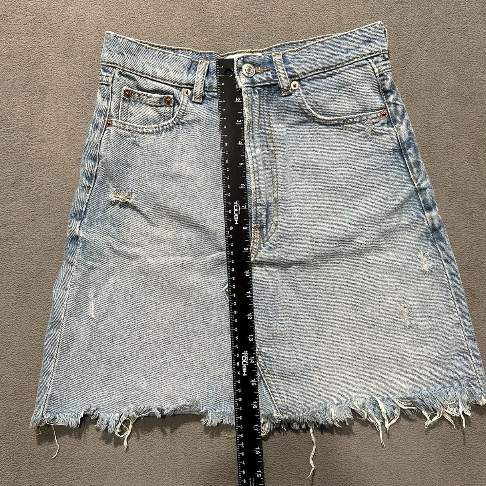 Zara Zara Woman Denim Mini Skirt XS Blue Frayed Hem Distressed GUC Womens Size 26" / US 2 / IT 38 - 6 Thumbnail