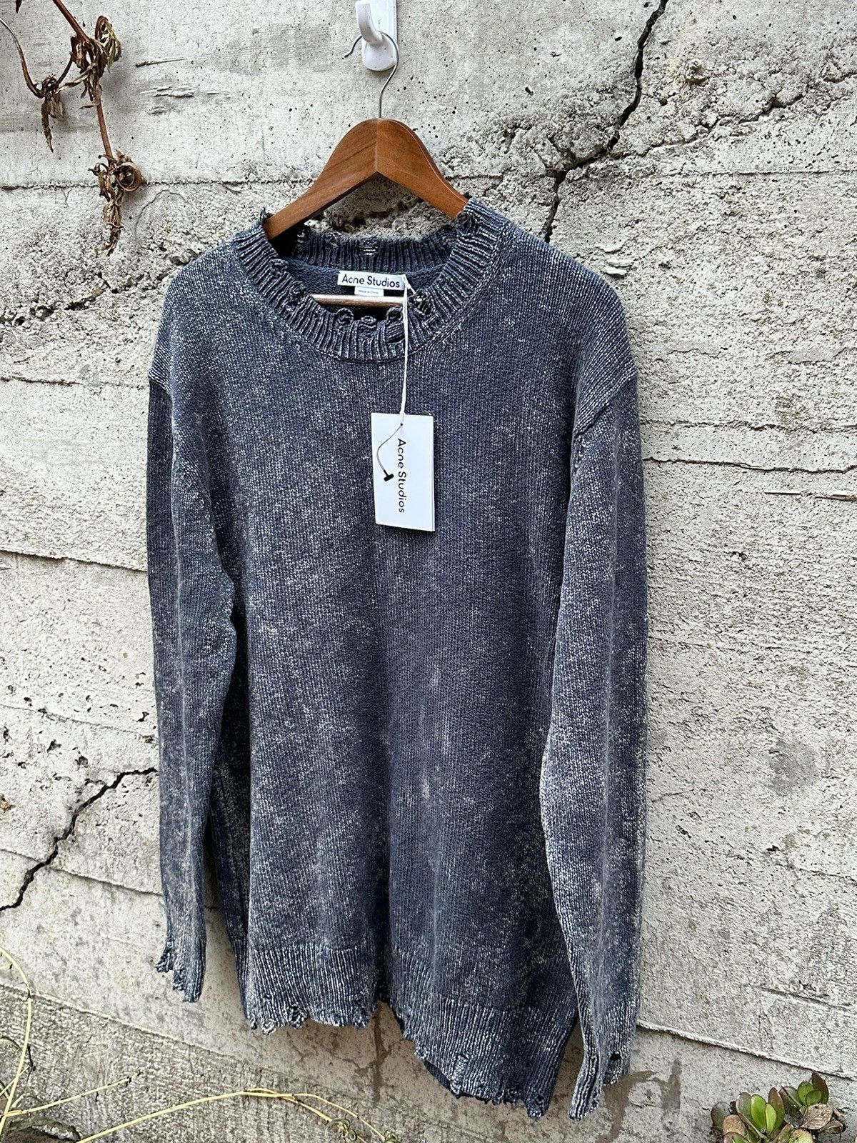 image of Grail Acne Studios Sun Washed Acid Distressed Knit, Men's (Size XL)