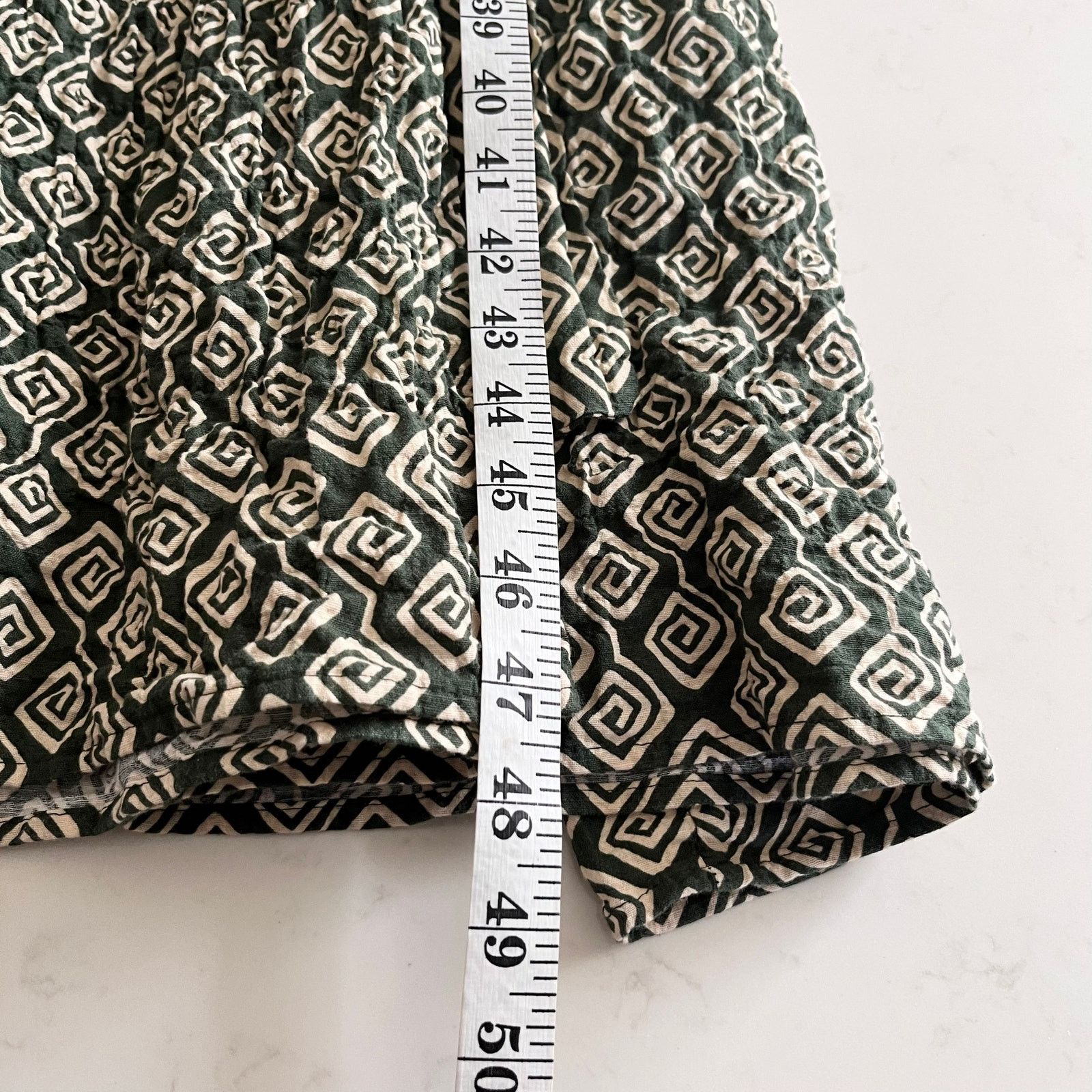 Zara Zara Green Cream Geometric Print Tie Waist Midi Dress Size L / US 10 / IT 46 - 7 Thumbnail