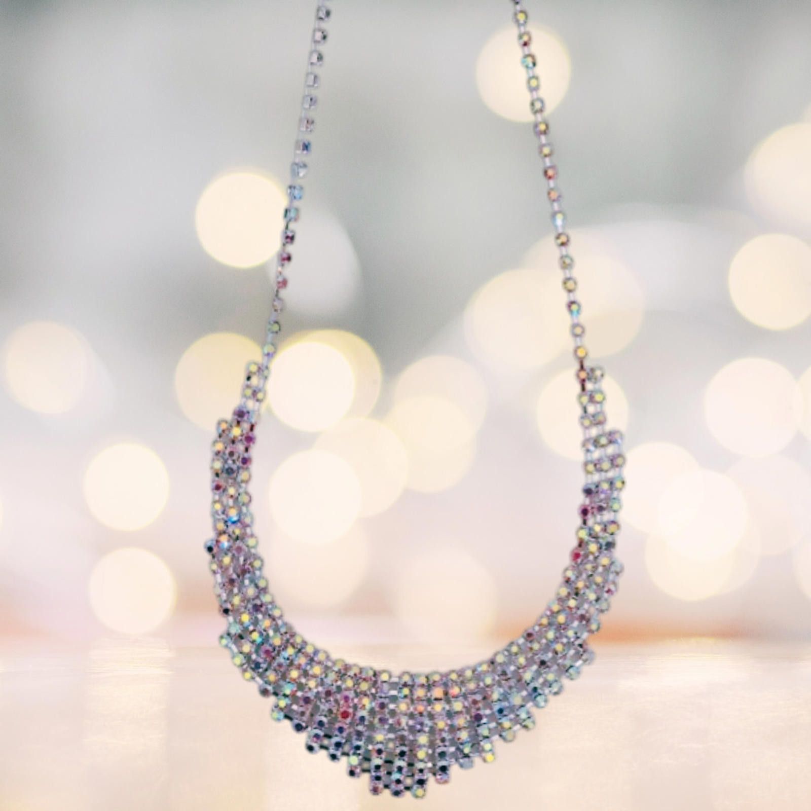 The Unbranded Brand Necklace Rhinestone Adjustable Iridescent Pageant Dangle NEW Size ONE SIZE - 3 Thumbnail