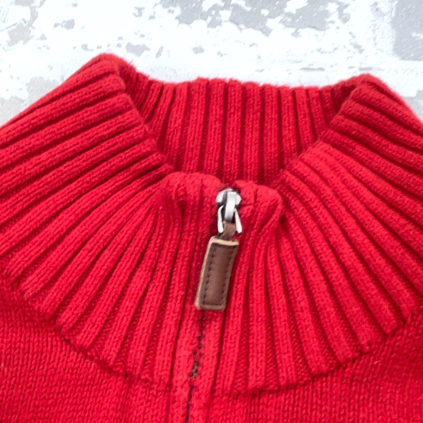 Polo Ralph Lauren Polo Ralph Lauren Sweater Men XL Red Quarter Zip Heavy Knit Ribbed Pullover Mens Size US XL / EU 56 / 4 - 4 Thumbnail