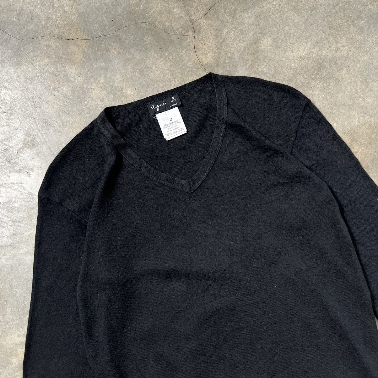 agnes b. Vintage Agnes B. Crop V Neck Knit Longsleeve Shirt Size M / US 6-8 / IT 42-44 - 2 Thumbnail
