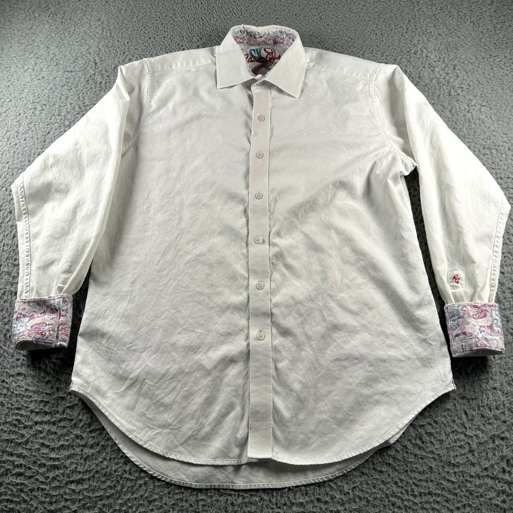 Robert Graham VINTAGE Robert Graham Shirt Men's White M Cotton Paisley Flip Cuffs Jacquard Patterned Inside Collar & Cuffs Mens Size US M / EU 48-50 / 2 - 2 Thumbnail