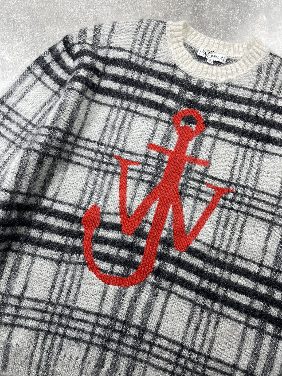 JW Anderson JW Anderson Anchor Logo Plaid Mohair Wool Sweater Size US L / EU 52-54 / 3 - 5 Thumbnail