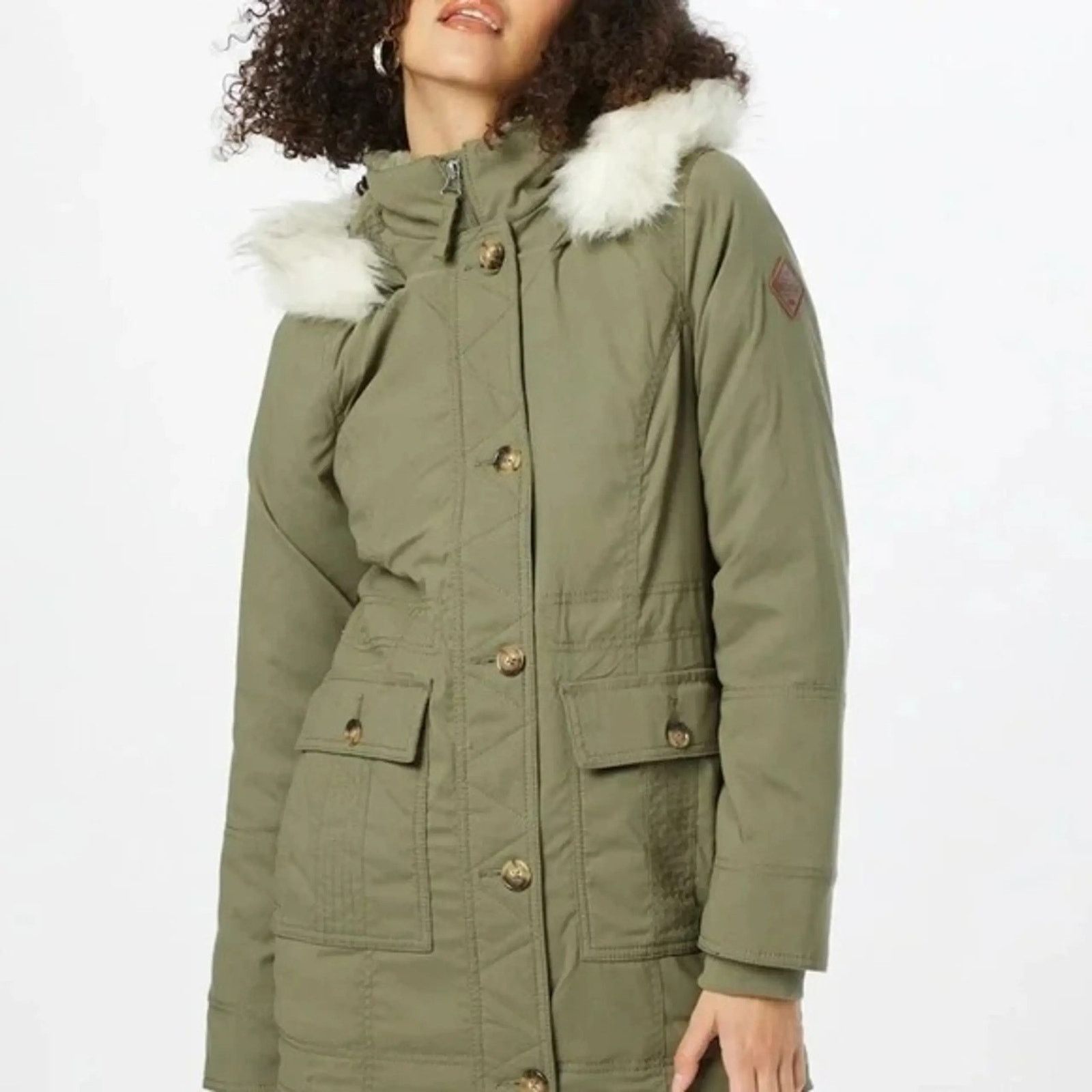 Hollister Hollister Y2K Sherpa Lined Parka Olive Green Womens XS Size XS / US 0-2 / IT 36-38 - 9 Thumbnail