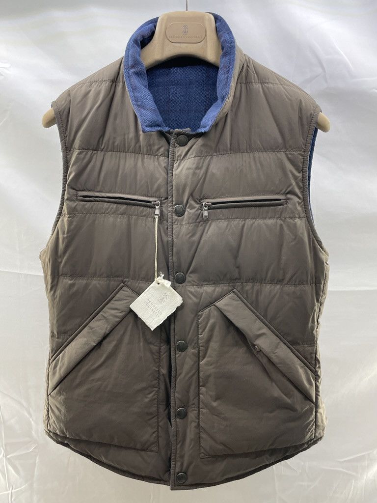 Brunello Cucinelli BRUNELLO CUCINELLI Linen Wool Silk Down Reversible Vest Size US M / EU 48-50 / 2 - 13 Thumbnail