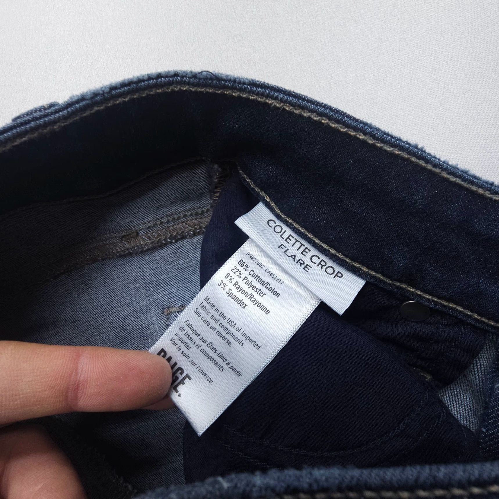 Paige Paige Colette Crop Flare Jeans Size 26 Dark Wash Stretch Denim Blue Raw Hem Mid Size 26" / US 2 / IT 38 - 5 Thumbnail