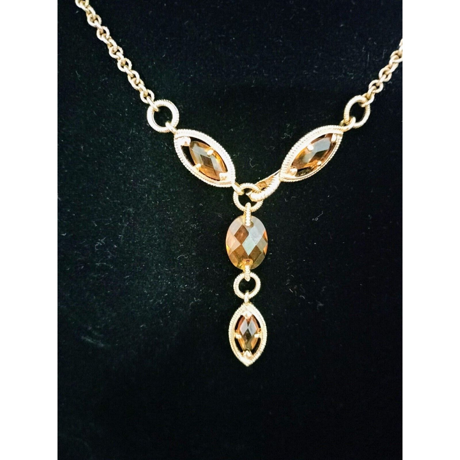 Monet Monet Necklace Vintage Gold Tone Brown Station Y Drop Size ONE SIZE - 13 Thumbnail